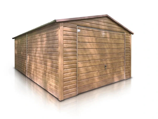 Premium plechová garáž 4×6 m – Zlatý Dub, sedlová strecha, zosilnená konštrukcia