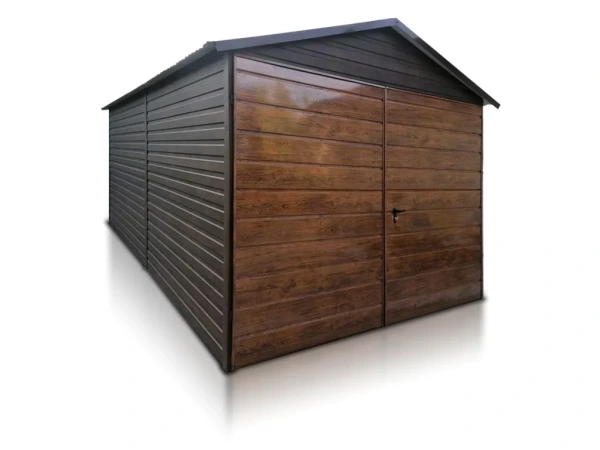 Plechová garáž 3×5 m ELEGANT TMAVÝ ORECH