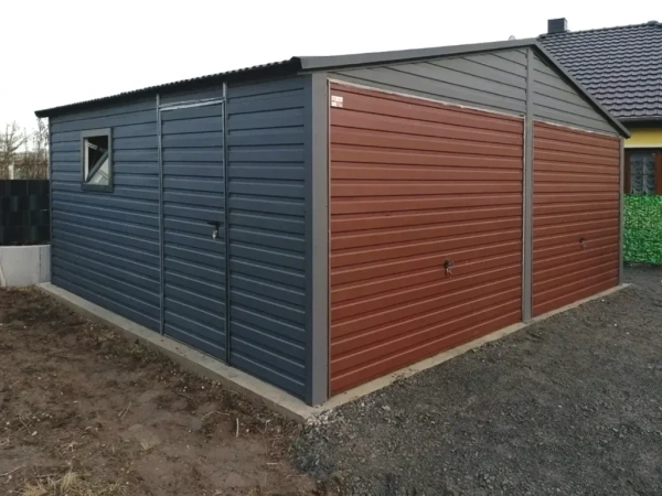 Plechová garáž 6×5 m – sedlová strecha, RAL 7016 / RAL 8017 1