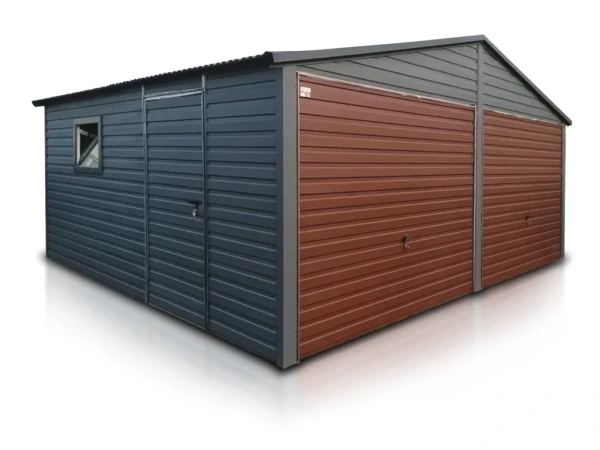 Plechová garáž 6×5 m – sedlová strecha, RAL 7016 / RAL 8017