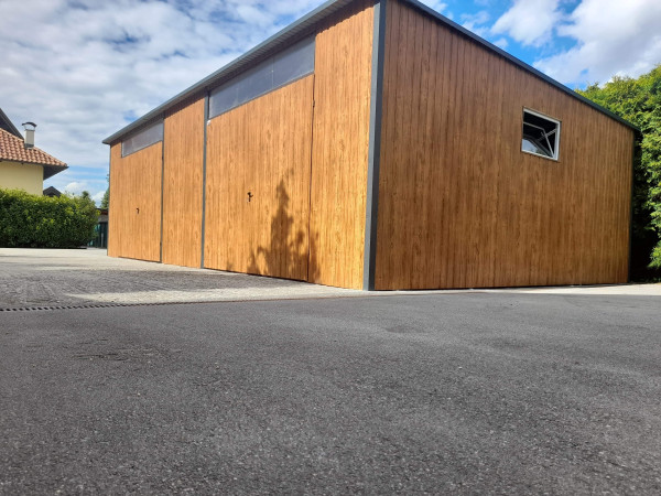 🟨 PRÉMIOVÁ MONTOVANÁ HALA 10×6 m – ZLATÝ DUB + GRAFIT