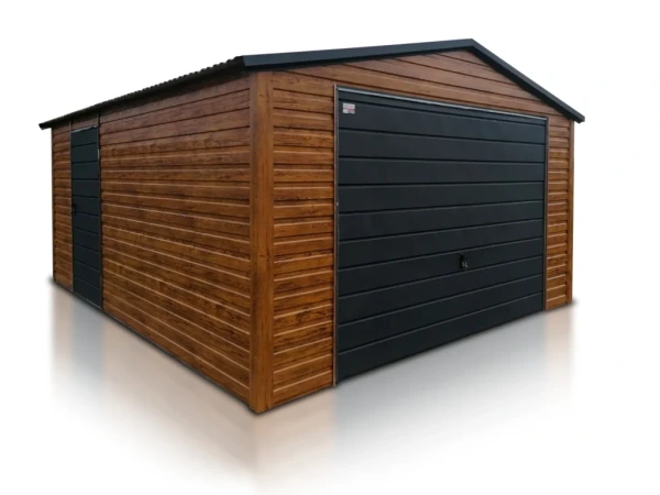 🏠 Plechová garáž 4×5 m – sedlová strecha | Zlatý Dub + RAL 7016
