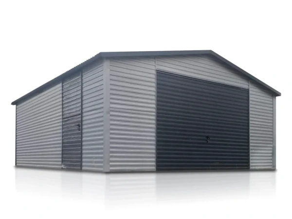 Plechová garáž 5×6 m – sedlová strecha, zosilnená konštrukcia